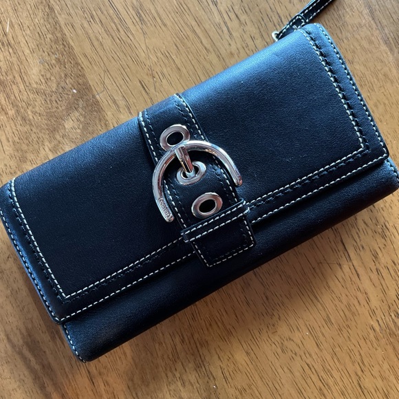 Coach, Genuine leather wallet, black with chrome hardware - Picture 4 of 15